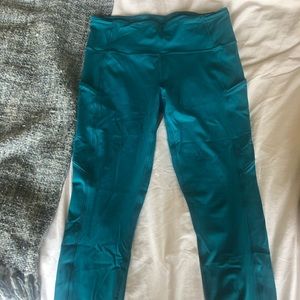 Teal Lululemon fast and free leggings 25”